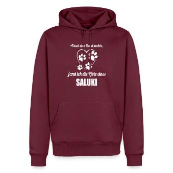 Hand & Pfote - Spruch - Saluki - Männer Premium Bio Hoodie - Burgunderrot - Vorne - Nico (187cm)