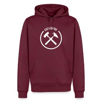 Erzgebirge Bergbau - Männer Premium Bio Hoodie - Burgunderrot - Vorne - Nico (187cm)