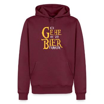 ich gehe jetzt Bier trinken - Männer Premium Bio Hoodie - Burgunderrot - Vorne - Nico (187cm)