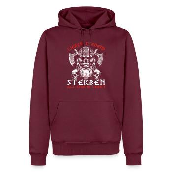 Lieber Stehend Sterben Als Kniend Leben Tattoo - Männer Premium Bio Hoodie - Burgunderrot - Vorne - Nico (187cm)