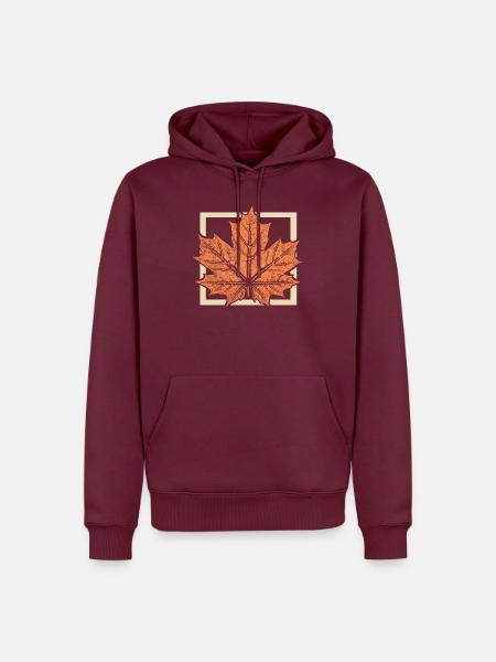 Ahornblatt - Männer Premium Bio Hoodie - Burgunderrot