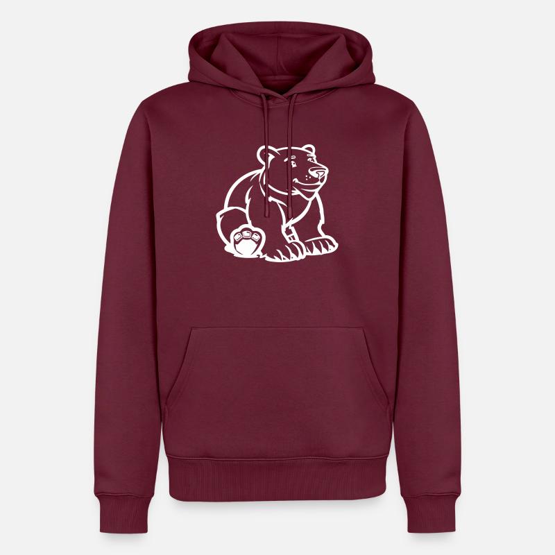 eisbär comic bär - Männer Premium Bio Hoodie - Burgunderrot