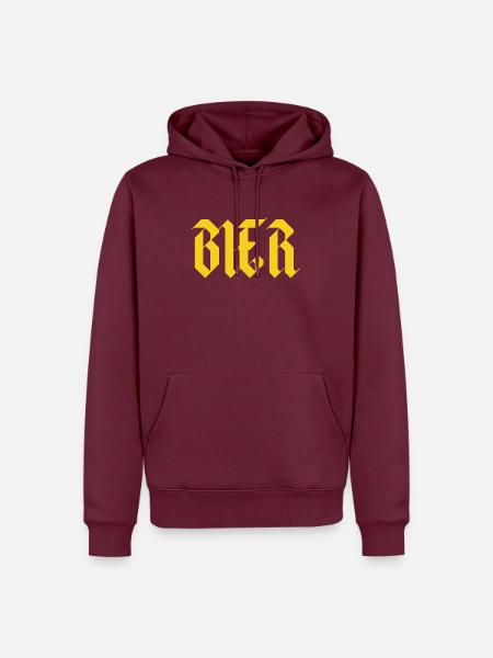 Bier, klassisches Design, simpel - Männer Premium Bio Hoodie - Burgunderrot