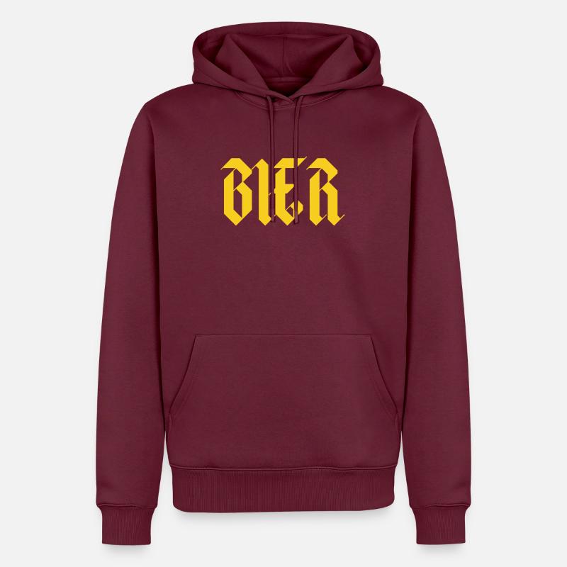 Bier, klassisches Design, simpel - Männer Premium Bio Hoodie - Burgunderrot