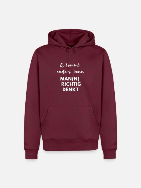 Anders Denken - Männer Premium Bio Hoodie - Burgunderrot