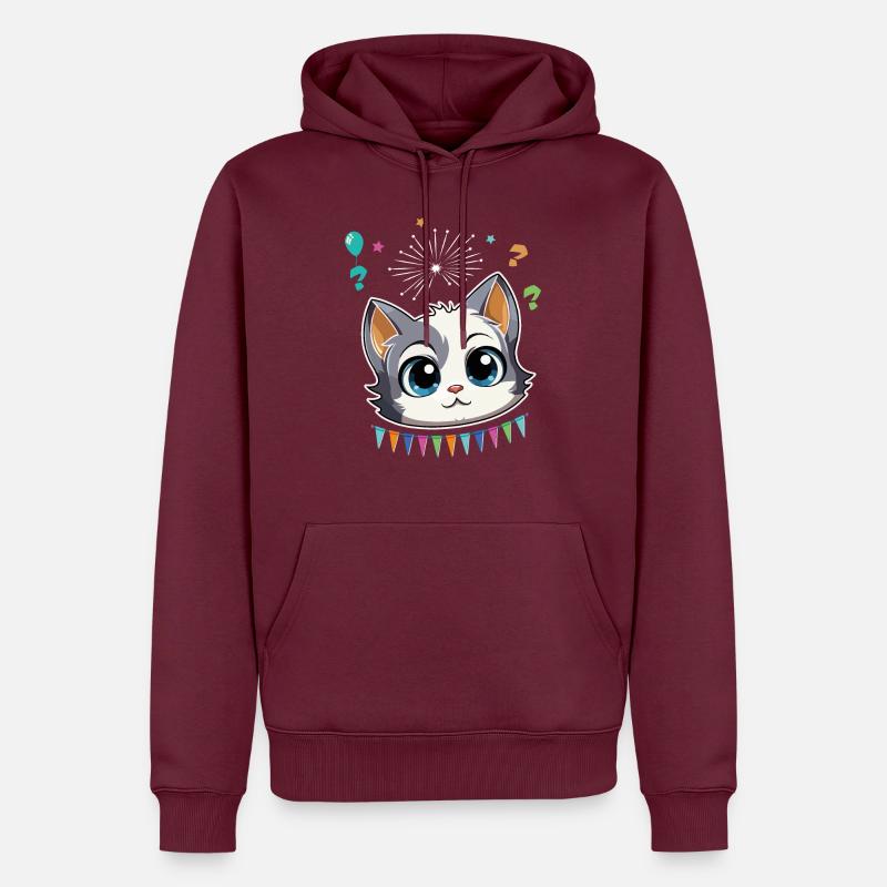 Conception de célébration de fête d’anniversaire - Chat mignon - Sweat à capuche Premium bio Homme - bourgogne