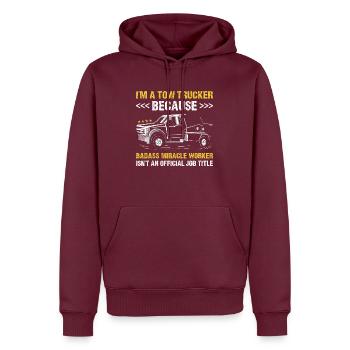Opérateur de dépanneuse Badass Miracle Worker - Sweat à capuche Premium bio Homme - bourgogne - Devant - Nico (187cm)