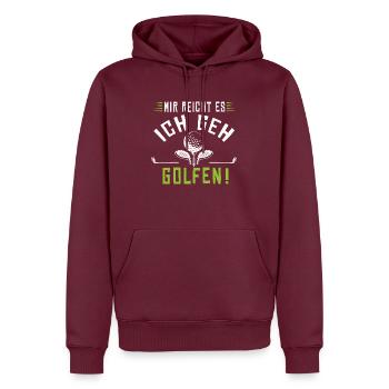 Mir reicht es ich geh golfen - Männer Premium Bio Hoodie - Burgunderrot - Vorne - Nico (187cm)