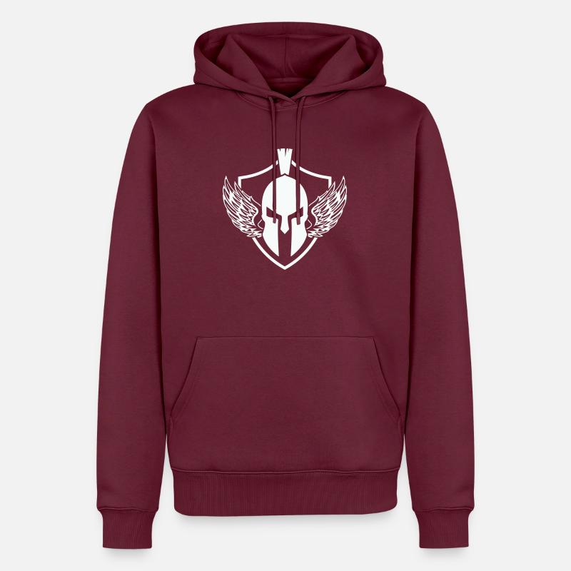 Écusson du casque Sparte - Sweat à capuche Premium bio Homme - bourgogne