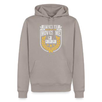 c’est ce qui m’émeut - Sweat à capuche Premium bio Homme - taupe - Devant - Nico (187cm)