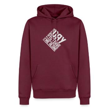 leave me alone day - Men’s Premium Organic Hoodie - burgundy - Front - Nico (187cm)