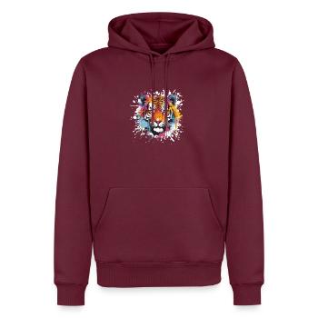 tiger animal wildlife - Männer Premium Bio Hoodie - Burgunderrot - Vorne - Nico (187cm)