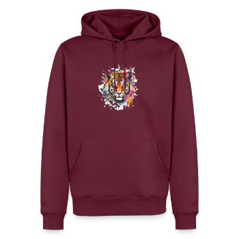 Animal tigre - Sweat à capuche Premium bio Homme - bourgogne - Devant - Nico (187cm)