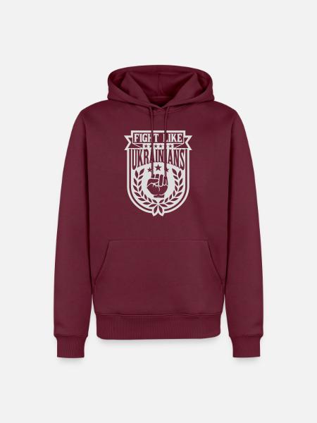 fight like ukrainians Zitat - Männer Premium Bio Hoodie - Burgunderrot