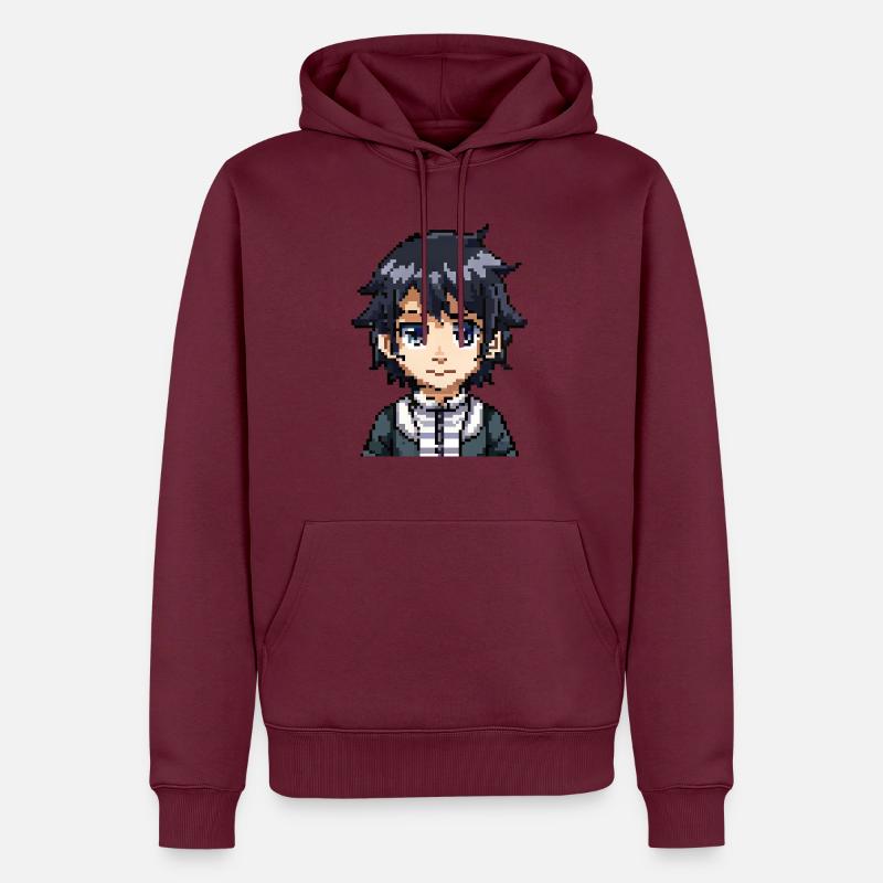 Figurine d’anime en 8 bits - Sweat à capuche Premium bio Homme - bourgogne