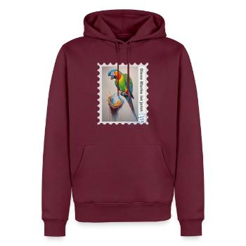 Illustration à l’aérographe « Parrot 09 » DE - Sweat à capuche Premium bio Homme - bourgogne - Devant - Nico (187cm)