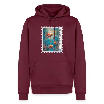 Airbrush-Illustration „Fische 06“ DE - Männer Premium Bio Hoodie - Burgunderrot - Vorne - Nico (187cm)