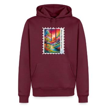 Airbrush-Illustration "Landschaft 04" DE - Männer Premium Bio Hoodie - Burgunderrot - Vorne - Nico (187cm)