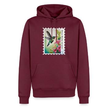 Illustration à l’aérographe « Colibri 04 » DE - Sweat à capuche Premium bio Homme - bourgogne - Devant - Nico (187cm)