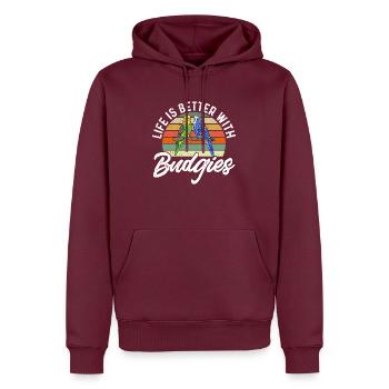 Budgerigar Perruche Oiseau Cadeau pour animaux de compagnie - Sweat à capuche Premium bio Homme - bourgogne - Devant - Nico (187cm)