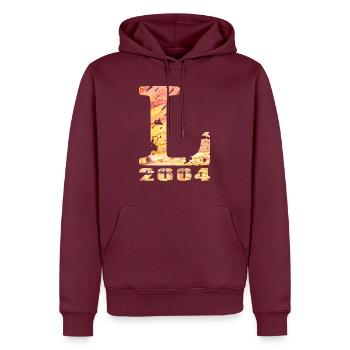 L 2004 Name Year of birth Gift - Men’s Premium Organic Hoodie - burgundy - Front - Nico (187cm)