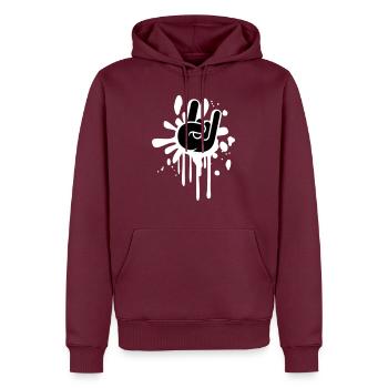 Heavy Metal Hard Rock Graffiti Hörner Handgeste - Männer Premium Bio Hoodie - Burgunderrot - Vorne - Nico (187cm)