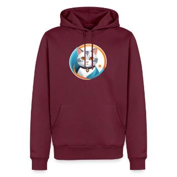 Chatty Cat Illustration - Sweat à capuche Premium bio Homme - bourgogne - Devant - Nico (187cm)