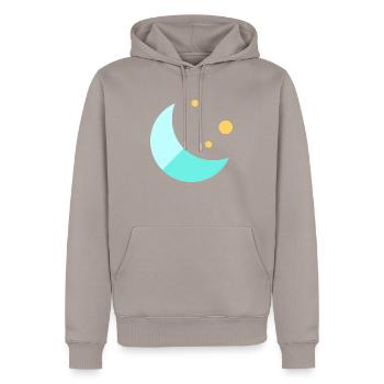 Lune - Sweat à capuche Premium bio Homme - taupe - Devant - Nico (187cm)