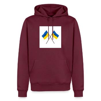 stop war - Männer Premium Bio Hoodie - Burgunderrot - Vorne - Nico (187cm)