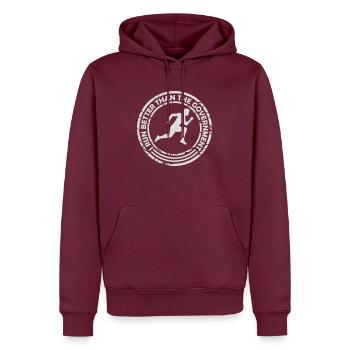run better than government - Männer Premium Bio Hoodie - Burgunderrot - Vorne - Nico (187cm)