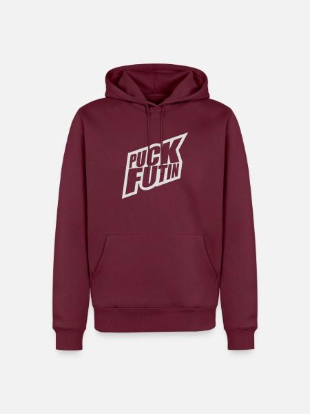 puck futin logo design - Men’s Premium Organic Hoodie - burgundy