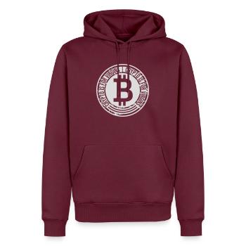 crypto is for virgins - Männer Premium Bio Hoodie - Burgunderrot - Vorne - Nico (187cm)