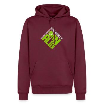 Citation extraterrestre de costume humain - Sweat à capuche Premium bio Homme - bourgogne - Devant - Nico (187cm)