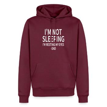Je ne dors pas, je repose mes yeux -Papa- - Sweat à capuche Premium bio Homme - bourgogne - Devant - Nico (187cm)