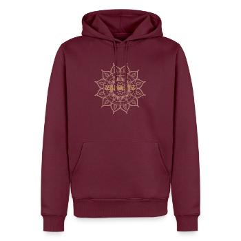 NAMASTE - Männer Premium Bio Hoodie - Burgunderrot - Vorne - Nico (187cm)