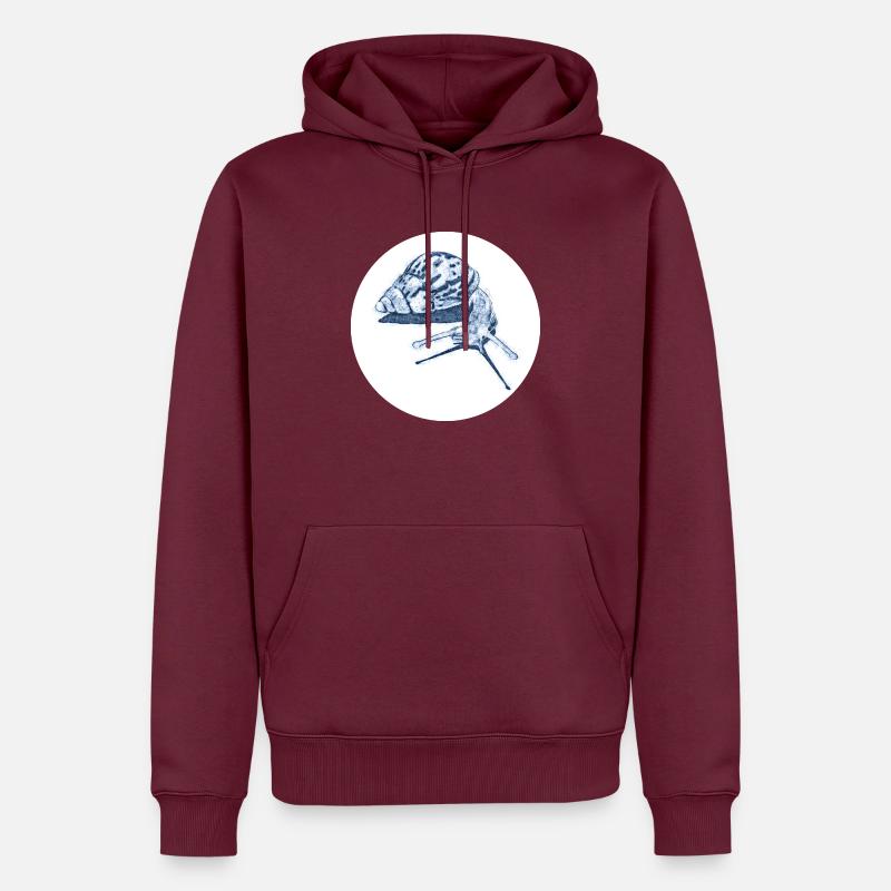 snail with shadow scribble art - Männer Premium Bio Hoodie - Burgunderrot