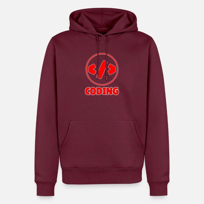 coding - Männer Premium Bio Hoodie - Burgunderrot