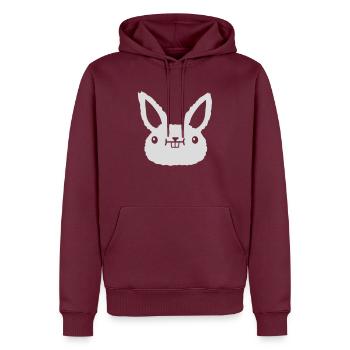 Cher lapin kawaii Face - Sweat à capuche Premium bio Homme - bourgogne - Devant - Nico (187cm)