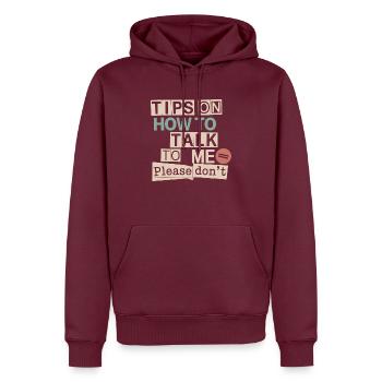 Silencieux et introverti - Sweat à capuche Premium bio Homme - bourgogne - Devant - Nico (187cm)