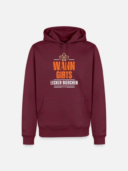 Wann gibt's Lecker Bierchen - Männer Premium Bio Hoodie - Burgunderrot