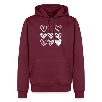 Doodle Herzen Sketchset - Männer Premium Bio Hoodie - Burgunderrot - Vorne - Nico (187cm)