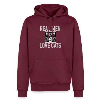 Les vrais hommes aiment les chats - Sweat à capuche Premium bio Homme - bourgogne - Devant - Nico (187cm)