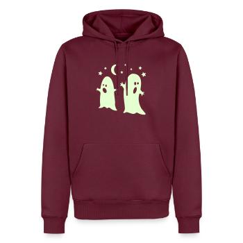 glow in the dark ghosts - Men’s Premium Organic Hoodie - burgundy - Front - Nico (187cm)