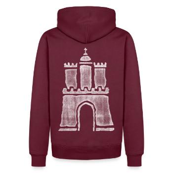 Hamburg Wappen - Männer Premium Bio Hoodie - Burgunderrot - Hinten - Nico (187cm)