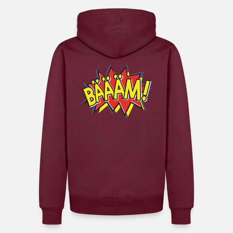 BÄÄÄM Bande dessinée Action Bulle - Style Pop-Art - Sweat à capuche Premium bio Homme - bourgogne