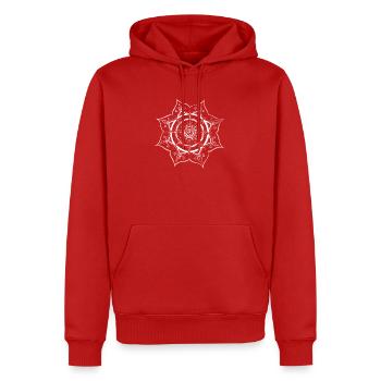 Conception de toile d’araignée Mandala - Sweat à capuche Premium bio Homme - rouge - Devant - Nico (187cm)