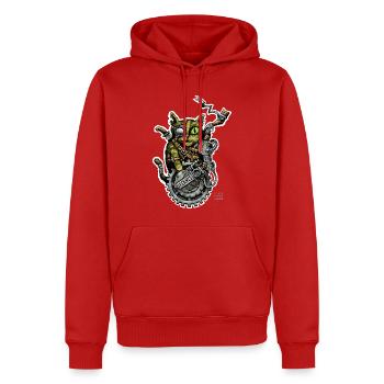 STEAMCATPUNX 01 - Sweat à capuche Premium bio Homme - rouge - Devant - Nico (187cm)