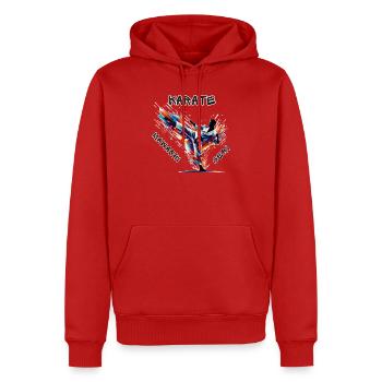 Karate Mawashi Geri - Männer Premium Bio Hoodie - Rot - Vorne - Nico (187cm)