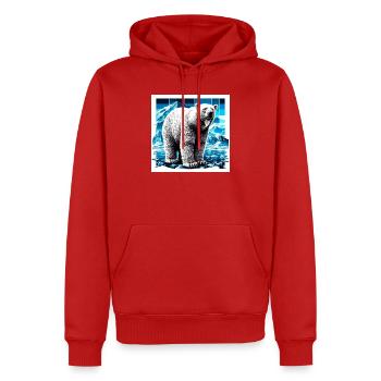 ours blanc - Sweat à capuche Premium bio Homme - rouge - Devant - Nico (187cm)