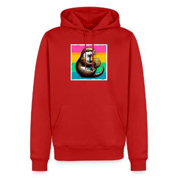 loutre - Sweat à capuche Premium bio Homme - rouge - Devant - Nico (187cm)